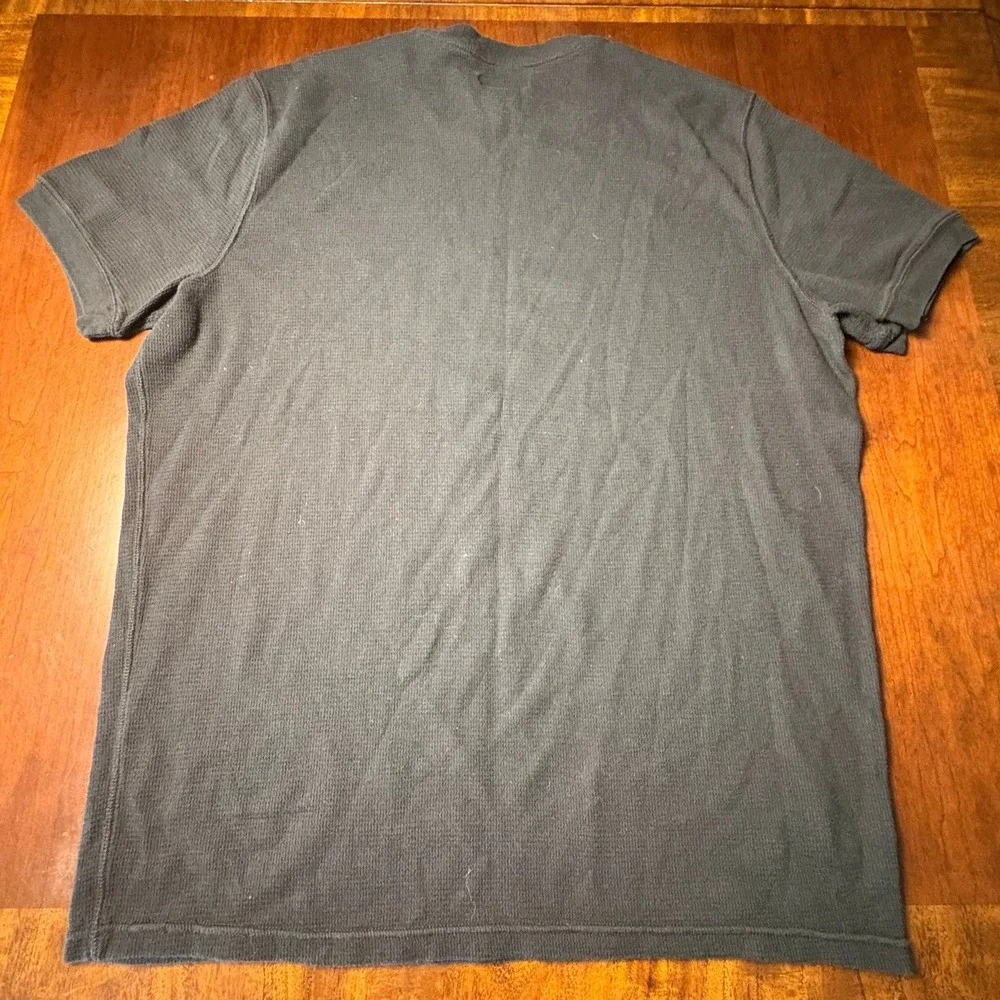 Polo Ralph Lauren Black Waffle Knit Thermal T-Shirt XL Red Pony